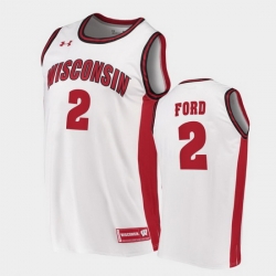 Men Wisconsin Badgers Aleem Ford Replica White College Basketball Jersey