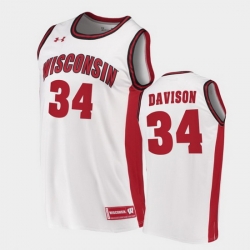 Men Wisconsin Badgers Brad Davison Replica White College Basketball Jersey