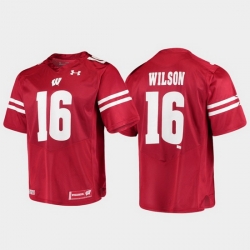 Men Wisconsin Badgers Russell Wilson 16 Red Alumni Football Game Replica Jersey