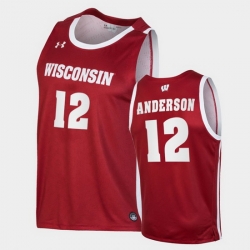 Men Wisconsin Badgers Trevor Anderson Replica Red College Basketball Jersey