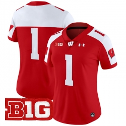 Women Wisconsin Badgers 1 Team Red Alternate 2024 Vapor Limited Jersey All Stitched