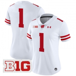 Women Wisconsin Badgers 1 Team White 2024 Vapor Limited Jersey All Stitched