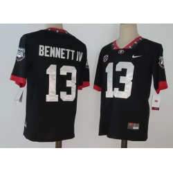 Men #13 Stetson BENNETT IV Georgia Bulldogs Mascot 100th Anniversary College Football Jerseys Black