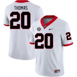 Men #20 JaCorey Thomas Georgia Bulldogs College Football Jerseys Stitched-White