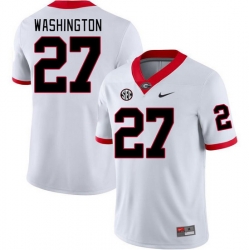 Men #27 C.J. Washington Georgia Bulldogs College Football Jerseys Stitched-White