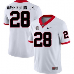 Men #28 Marcus Washington Jr. Georgia Bulldogs College Football Jerseys Stitched-White