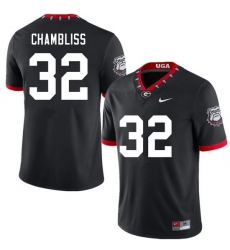 Men #32 Chaz Chambliss Georgia Bulldogs 100th Anniversary College Football Jerseys Sale-100th Black