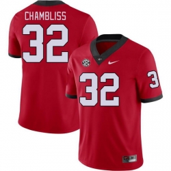 Men #32 Chaz Chambliss Georgia Bulldogs College Football Jerseys Stitched-Red