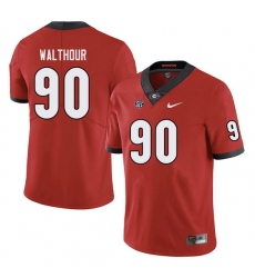 Men #90 Tramel Walthour Georgia Bulldogs College Football Jerseys Sale-red