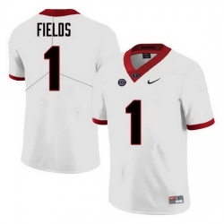 Men Georgia Bulldogs #1 Justin Fields College Football Jerseys Sale-White