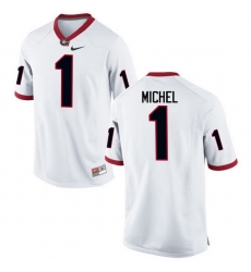 Men Georgia Bulldogs #1 Sony Michel College Football Jerseys-White