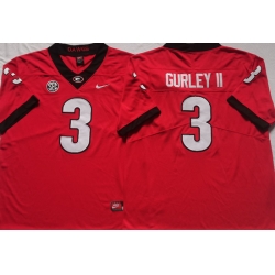 Men Georgia Bulldogs #3 Todd Gurley II College Football Jerseys-Red