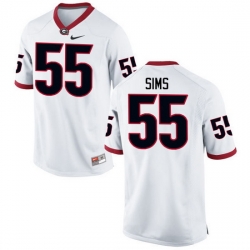 Men Georgia Bulldogs #55 Dyshon Sims College Football Jerseys-White