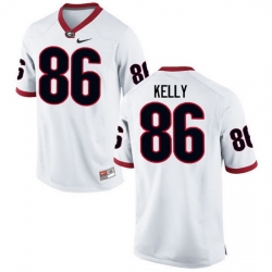 Men Georgia Bulldogs #86 Davis Kelly College Football Jerseys-White