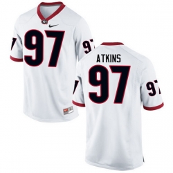 Men Georgia Bulldogs #97 John Atkins College Football Jerseys-White