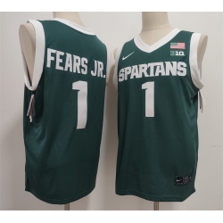 Men Michigan State Spartans Green  1 Jeremy Fears Jr  Green Stitched Jersey