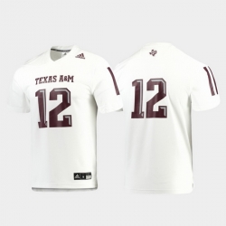 Men Texas A&M Aggies 12 White Replica Football Jersey