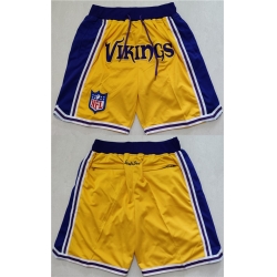 Men Minnesota Vikings Yellow Shorts