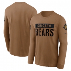 Men Chicago Bears 2023 Brown Salute To Service Long Sleeve T Shirt