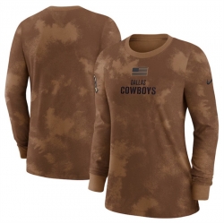 Women Dallas Cowboys Brown 2023 Salute To Service Long Sleeve T Shirt