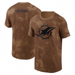 Men Miami Dolphins 2023 Brown Salute To Service Sideline T Shirt