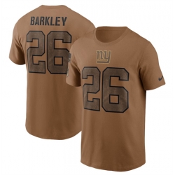 Men New York GiantsSaquon Barkley 2023 Brown Salute To Service Name Number T Shirt