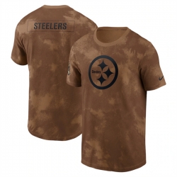 Men Pittsburgh Steelers 2023 Brown Salute To Service Sideline T Shirt