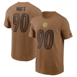 Men Pittsburgh Steelers 90 T J  Watt 2023 Brown Salute To Service Name Number T Shirt