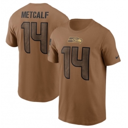 Men Seattle Seahawks 14 DK Metcalf 2023 Brown Salute To Service Name Number T Shirt