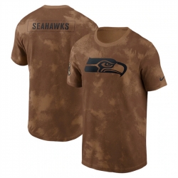 Men Seattle Seahawks 2023 Brown Salute To Service Sideline T Shirt