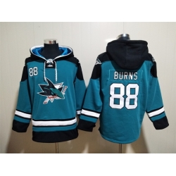 Men's San Jose Sharks #88 Brent Burns Teal Ageless Must-Have Lace-Up Pullover Hoodie