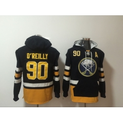 Men Buffalo Sabres 90 Ryan O'Reilly Black Stitched Hoodie