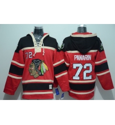 Men Chicago Blackhawks 72 Artemi Panarin Red Sawyer Hooded Sweatshirt Stitched NHL Jersey