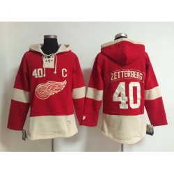 Men Detroit Red Wings 40 Zetterberg Red Stitched  NHL Hoodie