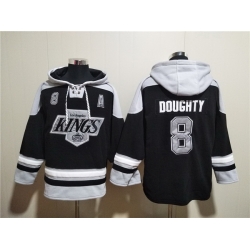 Men Los Angeles Kings 8 Drew Doughty Black Ageless Must Have Lace Up Pullover Hoodie