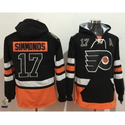 Men Philadelphia Flyers 17 Wayne Simmonds Black Name  26 Number Pullover NHL Hoodie