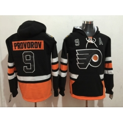 Men's Philadelphia Flyers 9 Ivan Provorov Black Stitched Hoody