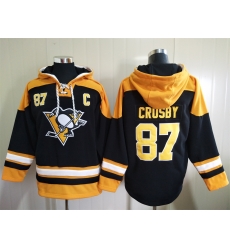 Men Pittsburgh Penguins Sidney Crosby 87 Black Stitched NHL Hoodie