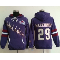 Colorado Avalanche 29 Nathan MacKinnon Purple Women Old Time Heidi NHL Hoodie