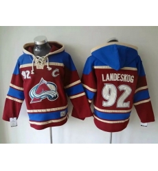 Men Colorado Avalanche 92 Gabriel Landeskog Red Stitched Hoody