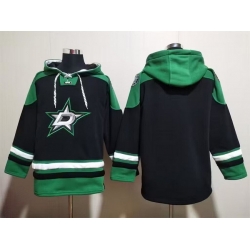 Men Dallas Stars Blank Black Green Lace Up Pullover Hoodie