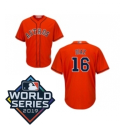 Mens Houston Astros 16 Aledmys Diaz Replica Orange Alternate Cool Base Baseball jersey