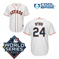 Mens Majestic Houston Astros 24 Jimmy Wynn Replica White Home Cool Base Sitched 2019 World Series Patch jersey
