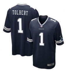 Dallas Cowboys 1 Jalen Tolbert Navy Blue Vapor Limited Jersey