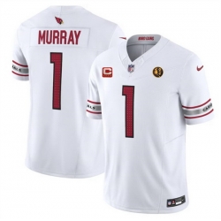 Men Arizona Cardinals 1 Kyler Murray White 2023 F U S E  With 4 Star C Patch And With John Madden Patch Vapor Limited Stitched Football Jersey