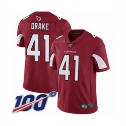 Men Arizona Cardinals #41 Kenyan Drake Red Team Color Vapor Untouchable Limited Player 100th Season Football Jersey