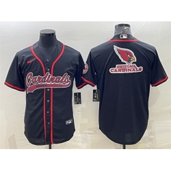 Men Arizona Cardinals Black Team Big Logo With Patch Cool Base Stitched Baseball Jersey