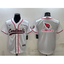 Men Arizona Cardinals White Team Big Logo With Patch Cool Base Stitched Baseball Jersey
