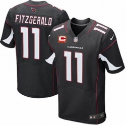 Men LARRY FITZGERALD ARIZONA CARDINALS ELITE ALTERNATE C PATCH JERSEY BLACK