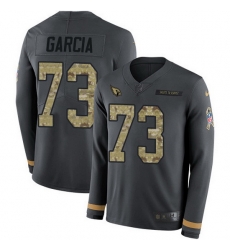 Nike Cardinals 73 Max Garcia Anthracite Salute to Service Men Stitched NFL Limited Therma Long Sleeve Jersey